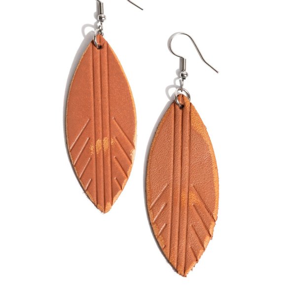 Leather Lounge - Brown Earrings - Picture 2 of 2